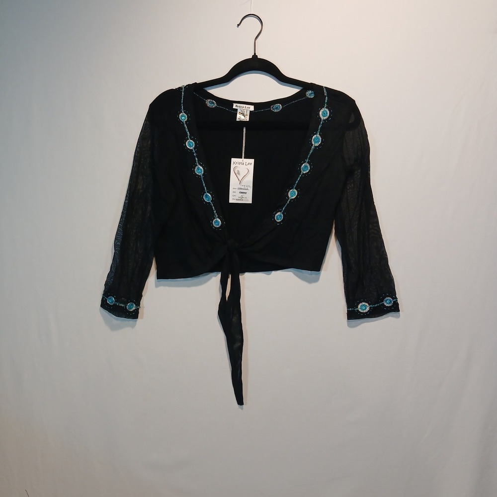 NWT Krista Lee S mesh crop embroidered boho hippie beach fairy festival flirty